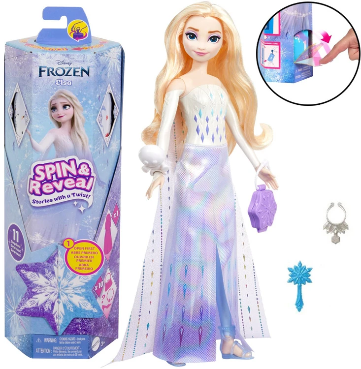 Lelė Mattel „Disney Frozen Spin & Reveal“ Elzos siurprizų rinkinys