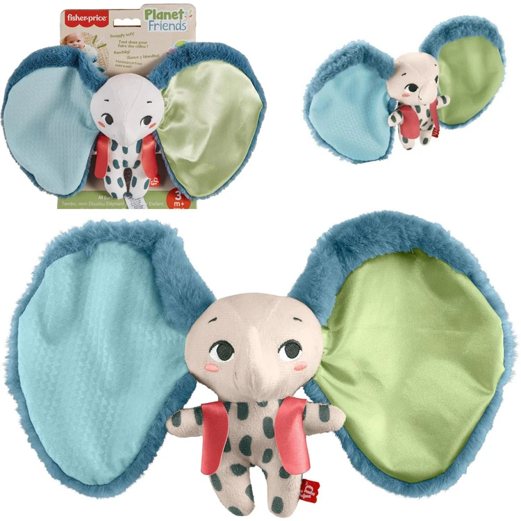Mattel Fisher Price sensorinis dramblys pliušinis žaislas su didelėmis ausimis ZA6044