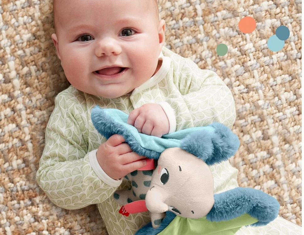 Mattel Fisher Price sensorinis dramblys pliušinis žaislas su didelėmis ausimis ZA6044