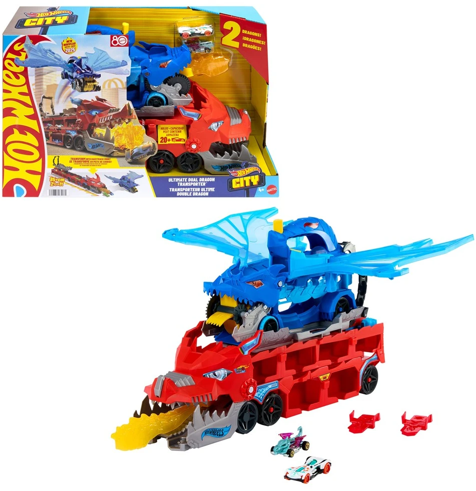 Mattel HOT WHEELS CITY transporteris – Dvigubas drakonas (JBM72)