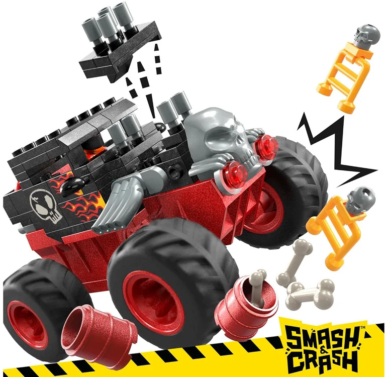 Mattel Hot Wheels Monster truck kaskadininkų kaladėlės 151ele automobilis + rampa ZA5996