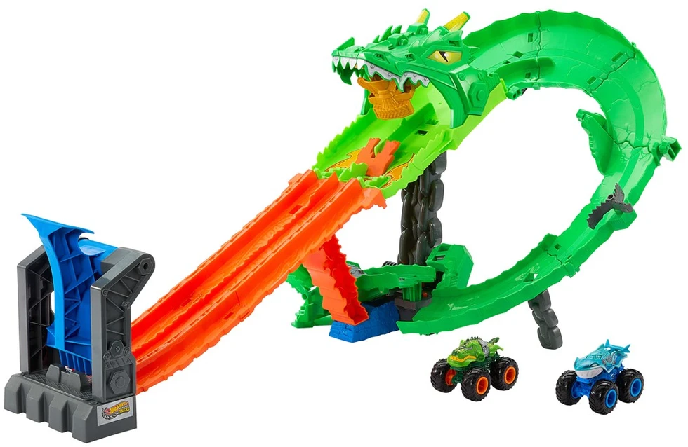 Mattel HOT WHEELS MONSTER TRUCKS rinkinys – Drakono sunaikinimas (JFR06)