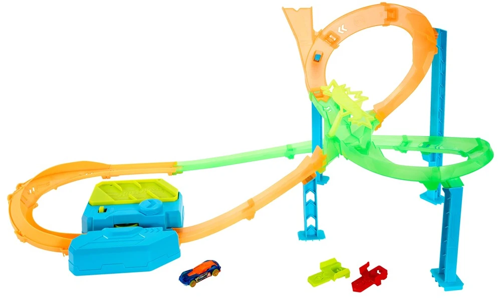 Mattel Žaislinis Hot Wheels Neon Speeders Tornado Jump Crash automobilis