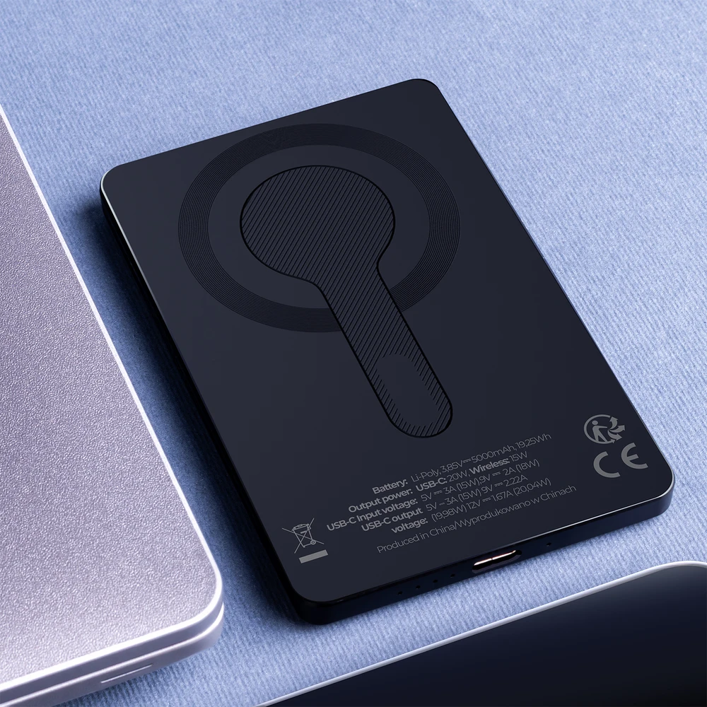 Maxlife belaidė išorinė baterija MXPB-05 20W PD 5000 mAh magnetinė juoda