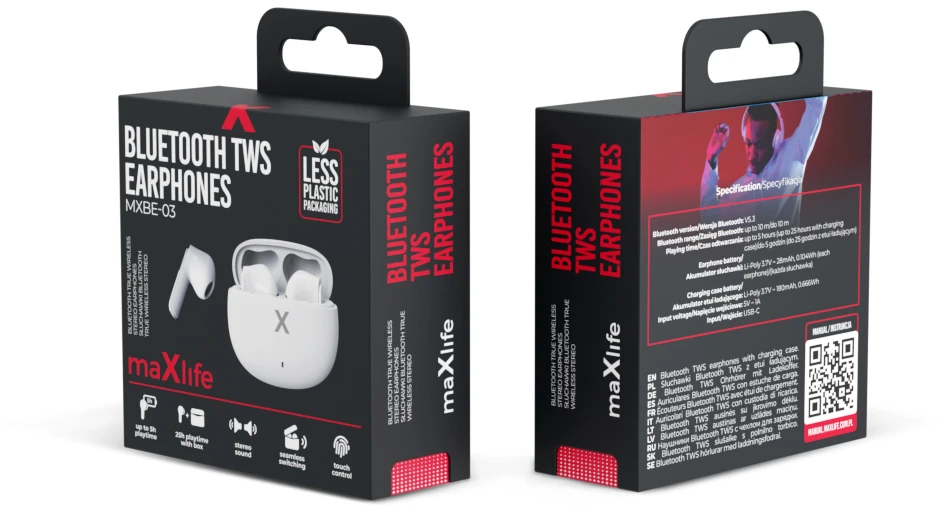 Maxlife BT ausinės TWS MXBE-03 baltos
