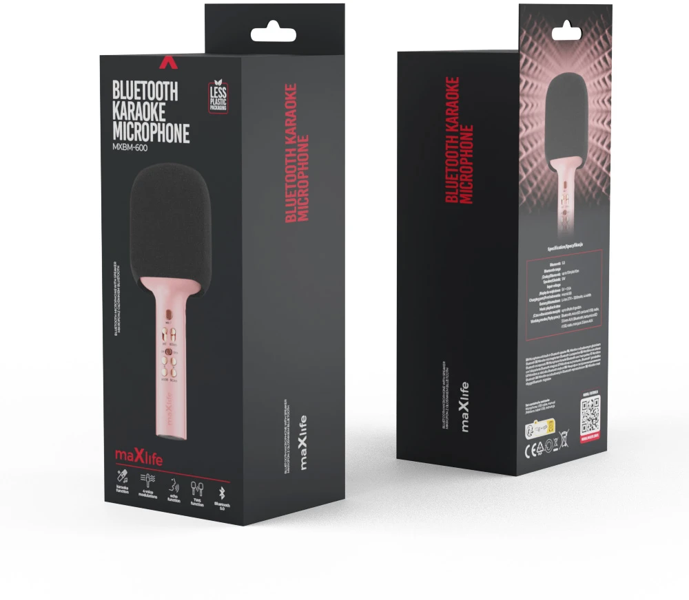 Maxlife „Bluetooth“ mikrofonas su garsiakalbiu MXBM-600, rožinis