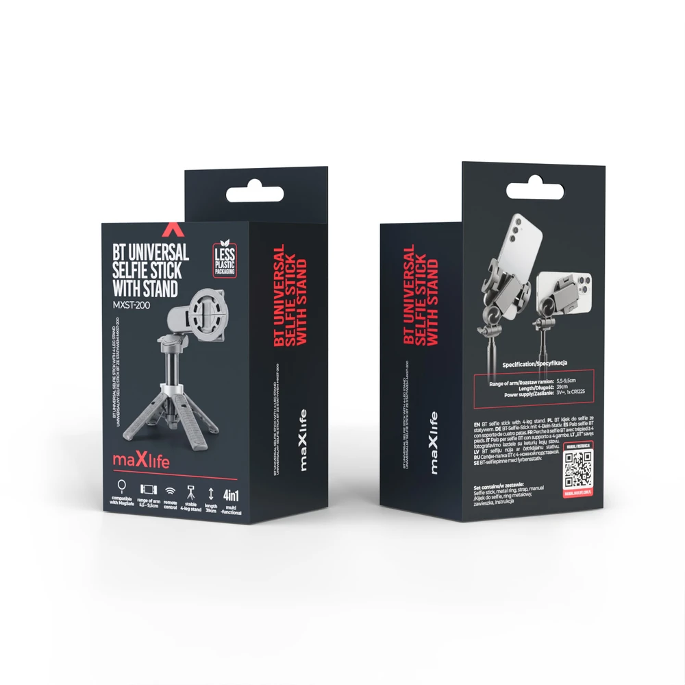 Maxlife BT universalus asmenukių lazda trikojis, skirtas MagSafe MXST-200 magnetinis, juodas