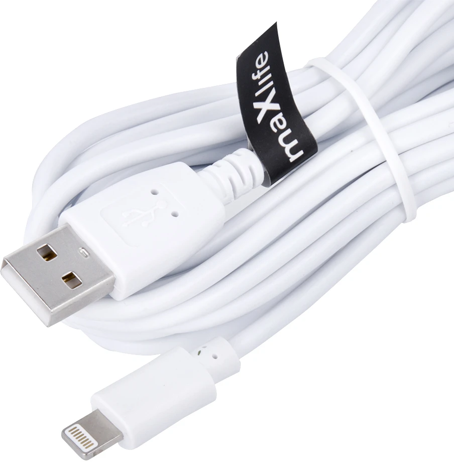 „Maxlife“ laidas USB – „Lightning“ 3,0 m 2A baltas