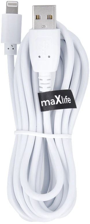 „Maxlife“ laidas USB – „Lightning“ 3,0 m 2A baltas