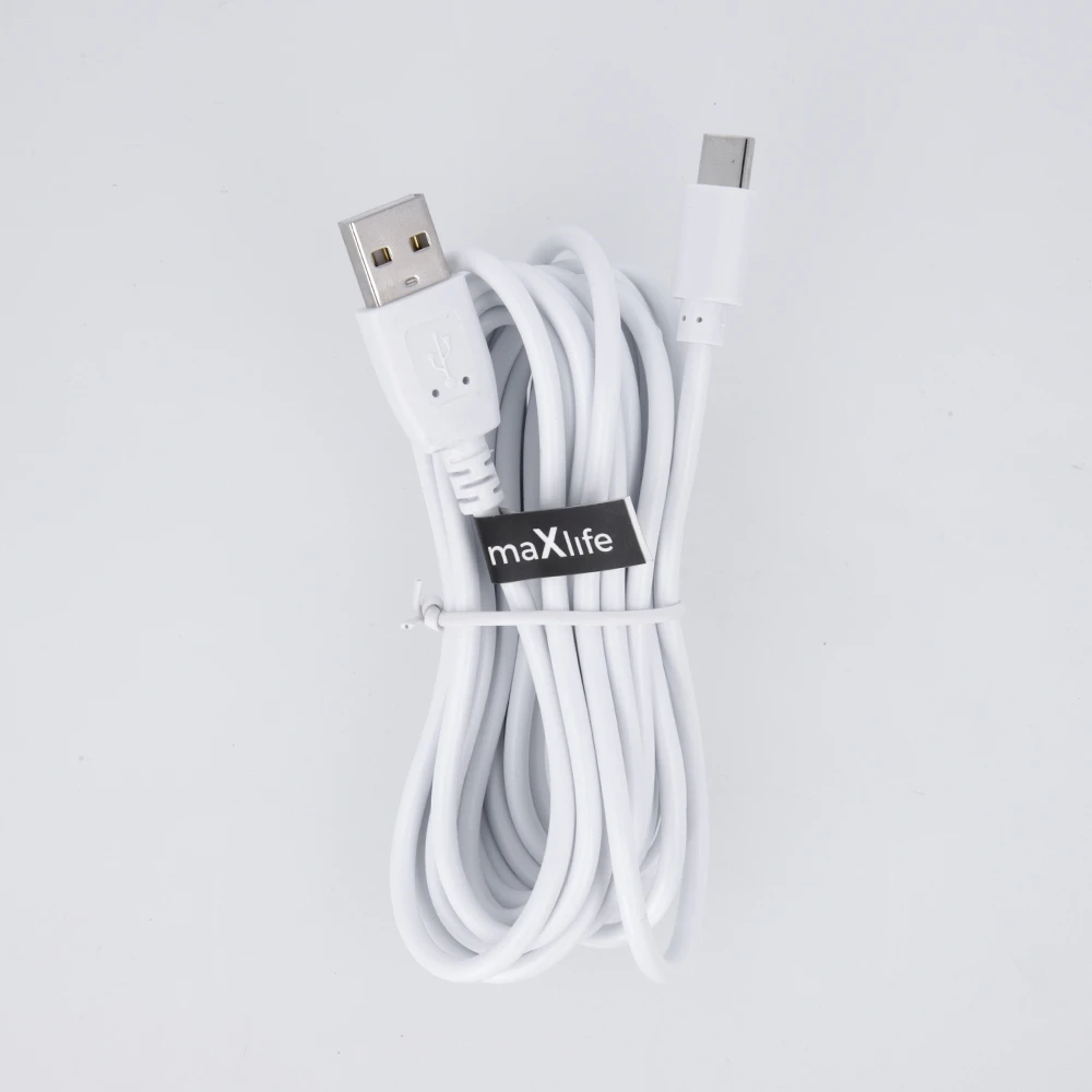 Maxlife laidas USB – USB-C 3,0 m 2A baltas