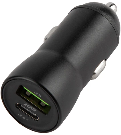 Maxlife MXCC-04 PD QC automobilinis įkroviklis 1x USB-C 1x USB 20W juodas