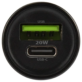 Maxlife MXCC-04 PD QC automobilinis įkroviklis 1x USB-C 1x USB 20W juodas