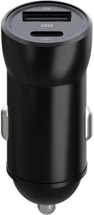 Maxlife MXCC-04 PD QC automobilinis įkroviklis 1x USB-C 1x USB 20W juodas