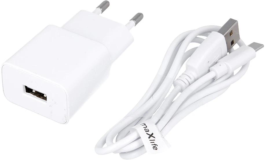 Įkroviklis buitinis Maxlife MXTC-01 USB + Type-C (1A) baltas