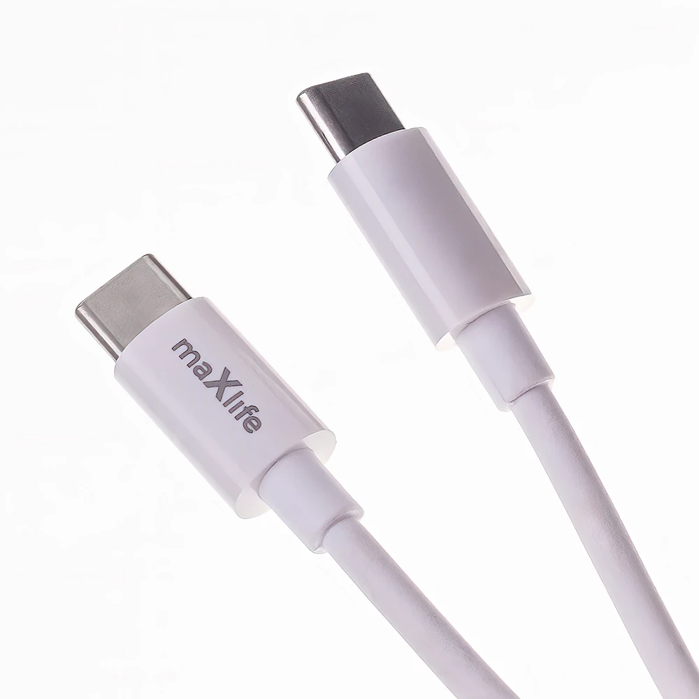 Maxlife MXTC-06-30AC PD QC įkroviklis 1x USB-C 1x USB 30W baltas + USB-C – USB-C laidas 60W