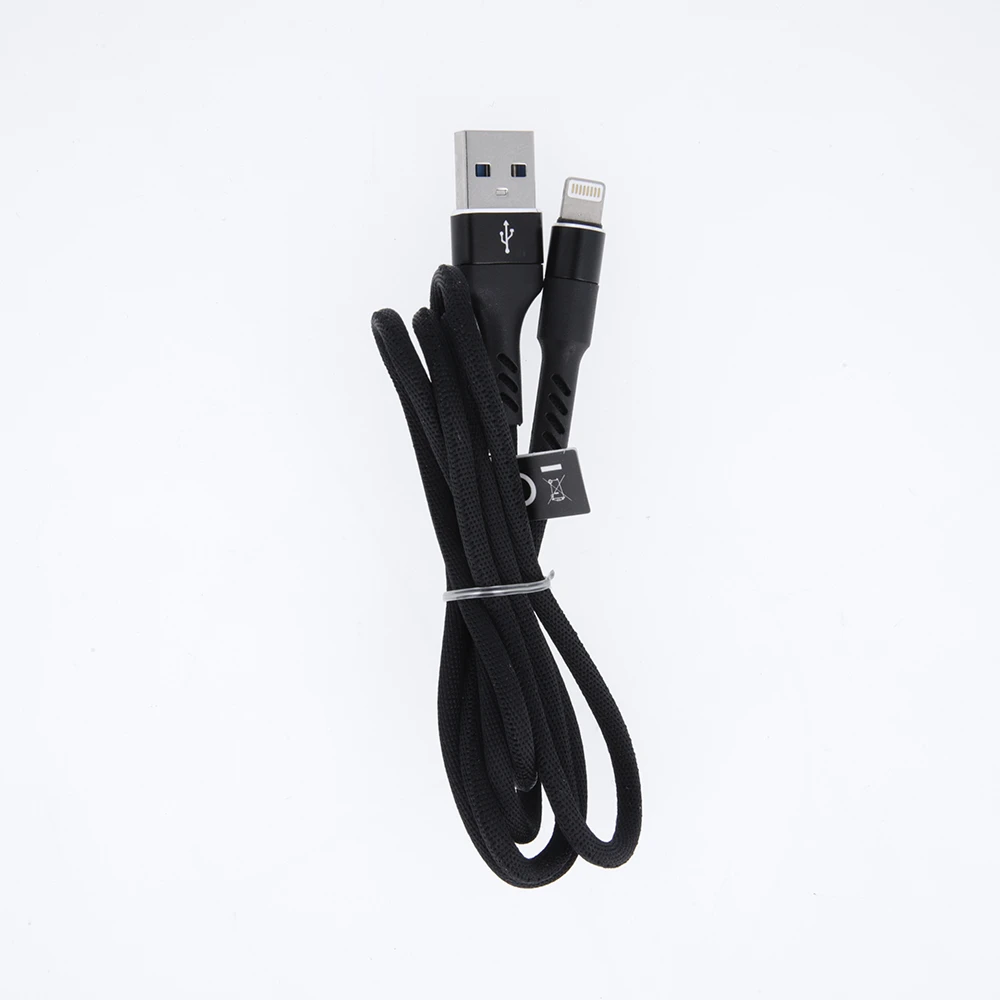 Maxlife MXUC-01 laidas USB – Lightning 1,0 m 2A juodas nailoninis