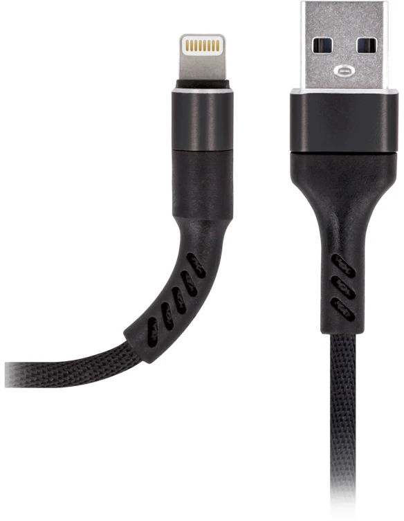Maxlife MXUC-01 laidas USB – Lightning 1,0 m 2A juodas nailoninis
