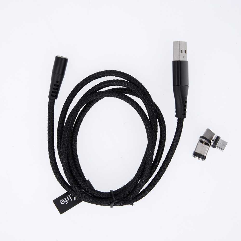 Maxlife MXUC-03 magnetinis laidas USB – Lightning + USB-C + microUSB 1,0 m 3A juodas nailoninis