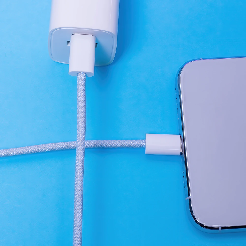 Maxlife MXUC-06 laidas USB-C – USB-C 1,0 m 20W mėlynas nailoninis