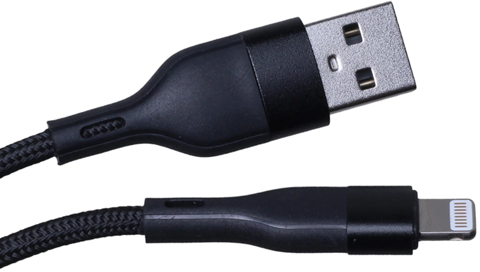 Maxlife MXUC-07 laidas USB – Lightning 1,0 m 2,4A juodas nailoninis
