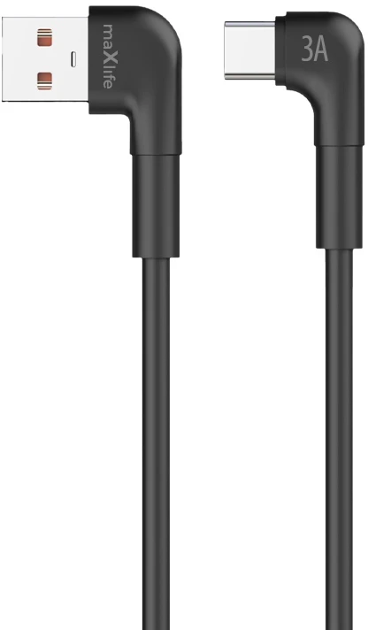 Maxlife MXUC-09 kampinis laidas USB – USB-C 2,0 m 3A juodas