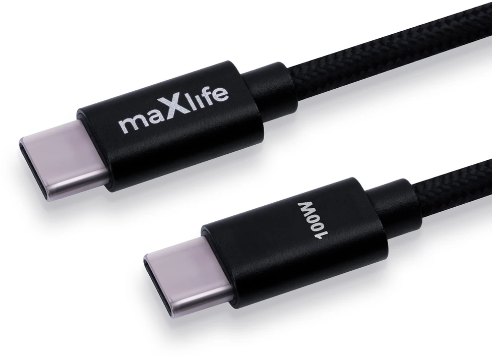 Maxlife MXUC-12 laidas USB-C – USB-C 2,0 m 100W juodas