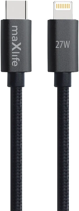 Maxlife MXUC-12 laidas USB-C – Lightning 2,0 m 27W juodas