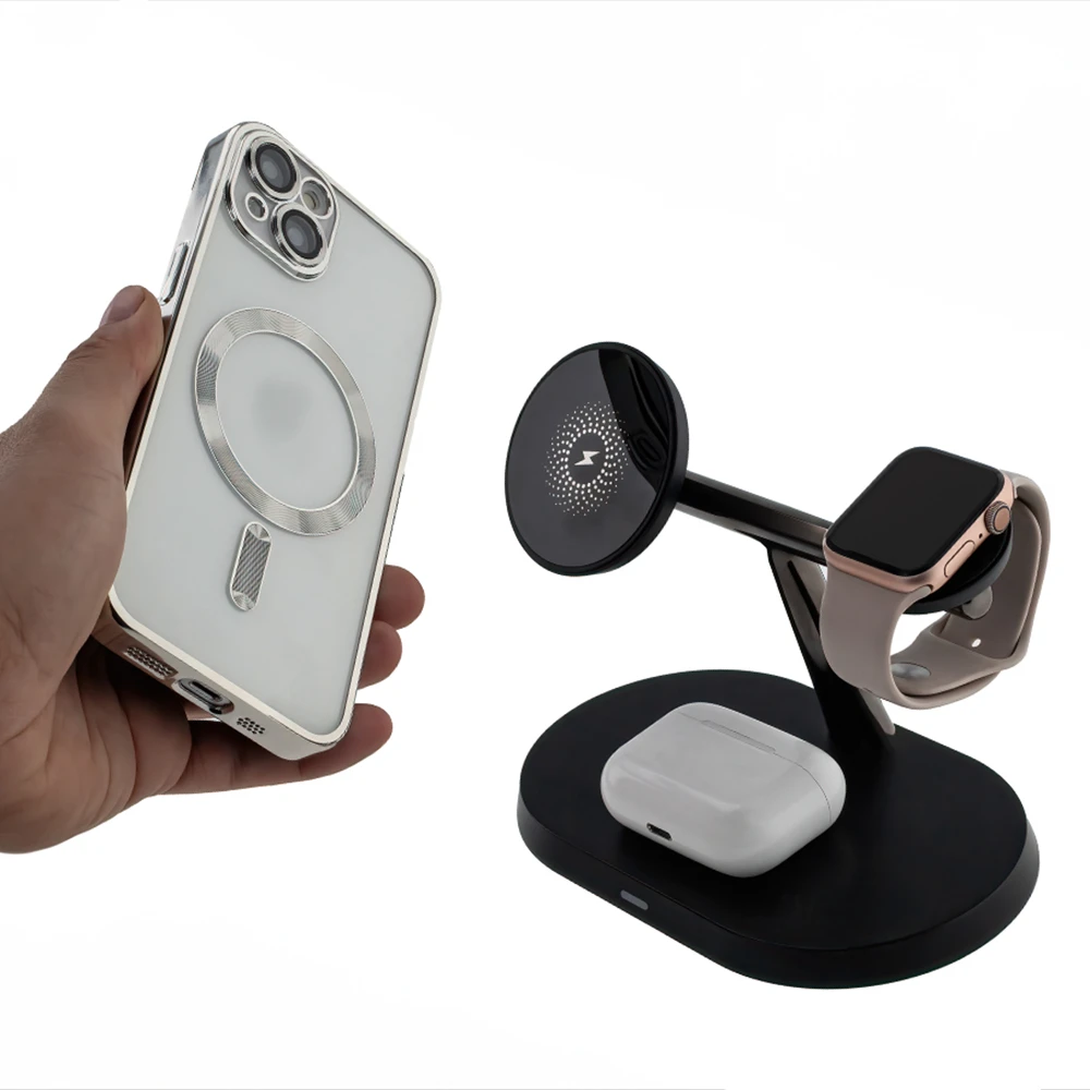 Maxlife MXWC-03 magnetinis belaidis įkroviklis 15W juodas 3in1