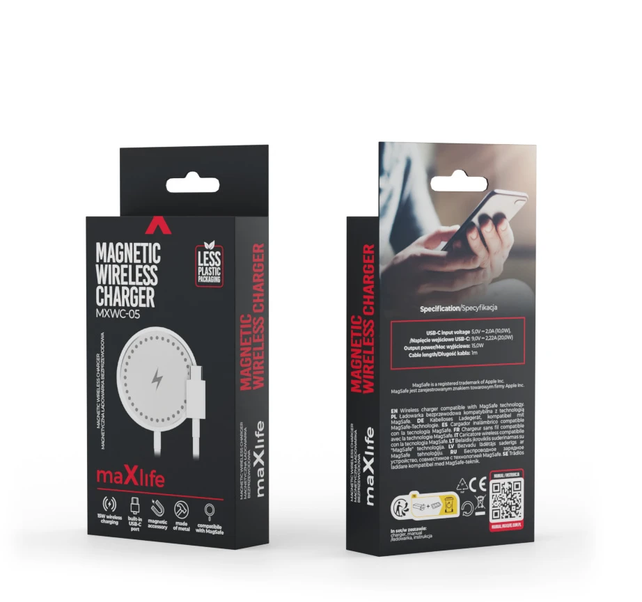 Maxlife MXWC-05 magnetinis belaidis įkroviklis 15W baltas