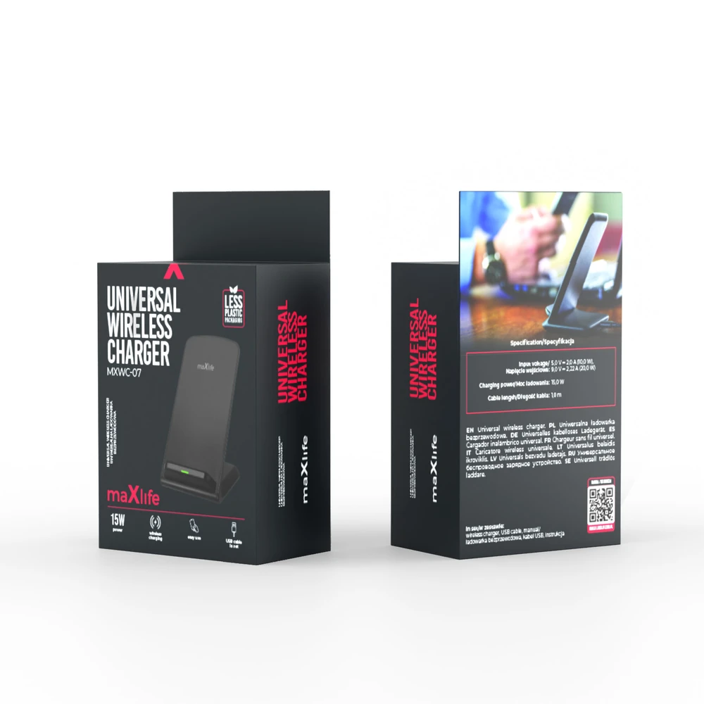 Maxlife MXWC-07 belaidis įkroviklis 15W juodas