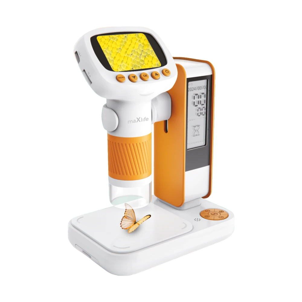 Maxlife skaitmeninis mikroskopas MXDM-200 su stovu, oranžinis