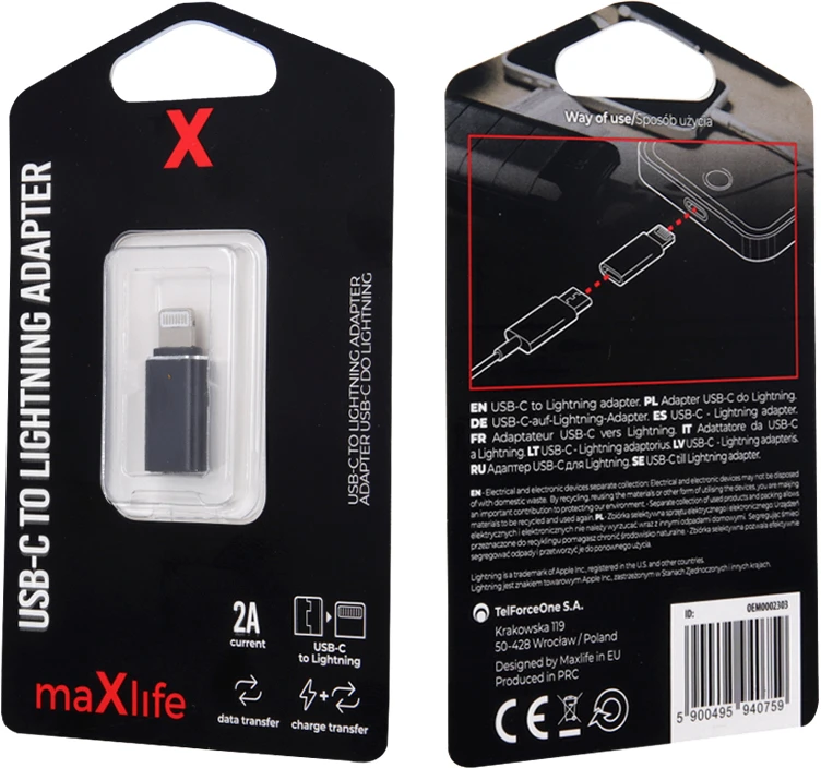 Maxlife USB-C į Lightning adapteris