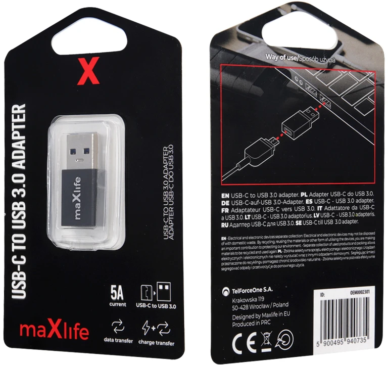 Maxlife USB-C į USB 3.0 adapteris