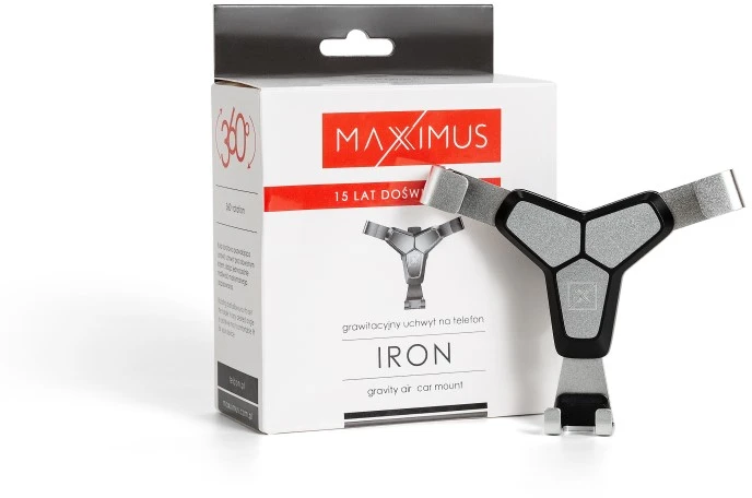 MAXXIMUS IRON AUTOMOBILINIS LAIKIKLIS Juodas/SIDABRINIS, GRAVITACINIS / VENTILIACIJOS GROTELĖMS