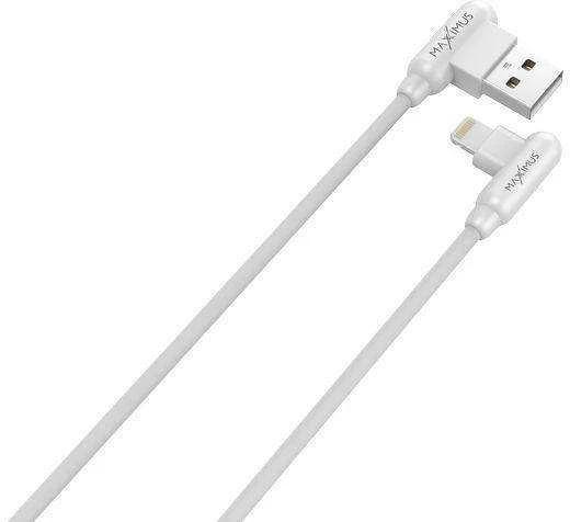 Maxximus KABELIS MX CORNER GREITOJO ĮKROVIMO LIGHTNING 2.4A/1M, Baltas KAMPINIS