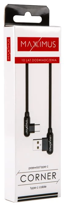 Maxximus KABELIS MX CORNER GREITOJO ĮKROVIMO TYPE-C 2.4A/1M/Juodas KAMPINIS
