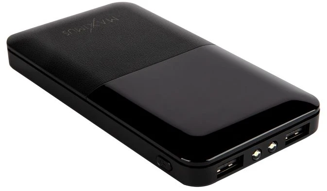 Maxximus IŠORINĖ BATERIJA MX ROTH 10 000 mAh, 2XUSB, 10W Li-Po, JUODA, + microUSB LAIDAS