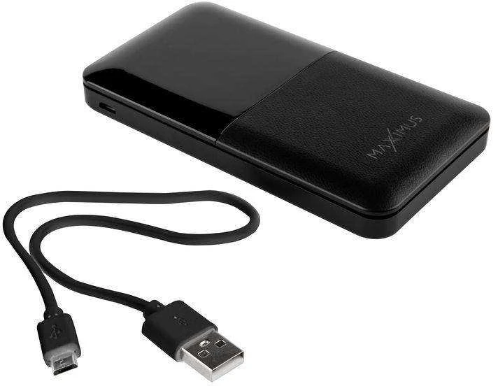 Maxximus IŠORINĖ BATERIJA MX ROTH 10 000 mAh, 2XUSB, 10W Li-Po, JUODA, + microUSB LAIDAS