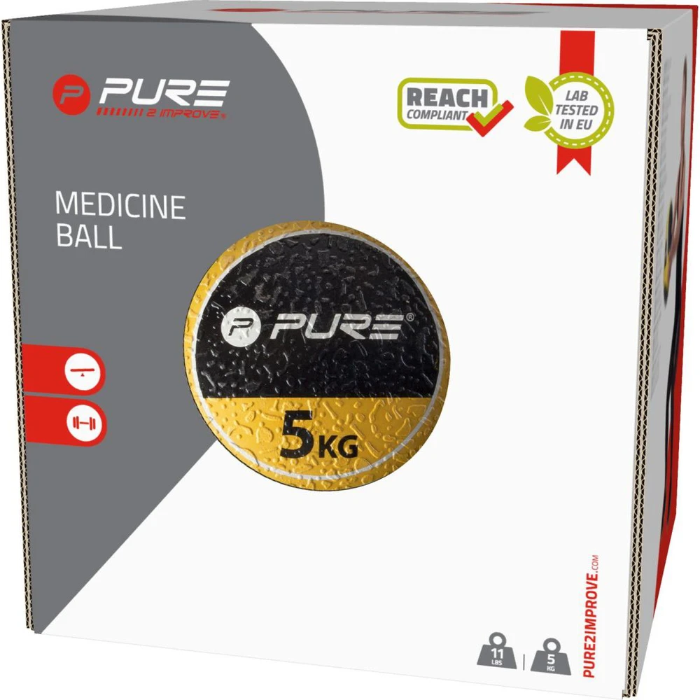 Pure2Improve | Medicine Ball, 5kg | Juodas/Geltona