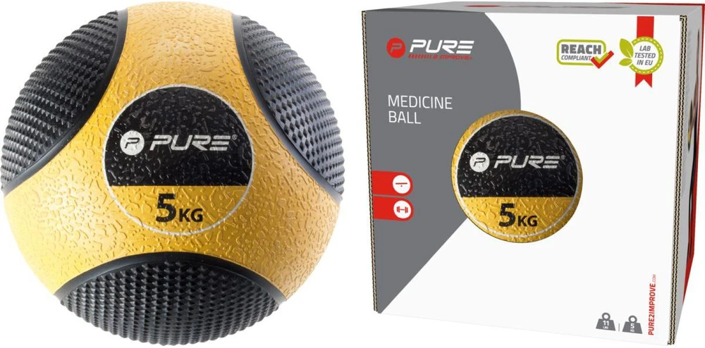 Pure2Improve | Medicine Ball, 5kg | Juodas/Geltona