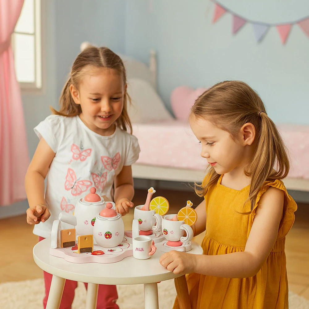 Medinis arbatos rinkinys arbatinukas puodeliai 14 dalių ECOTOYS