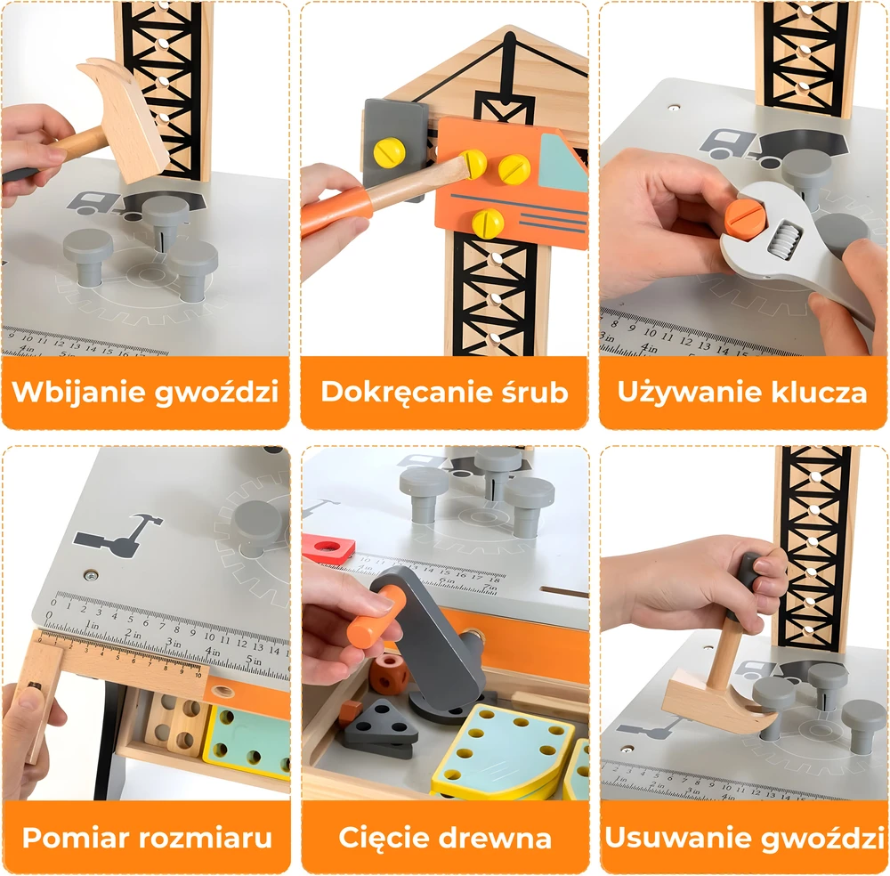 Medinis vaikiškas darbastalis su įrankiais ECOTOYS