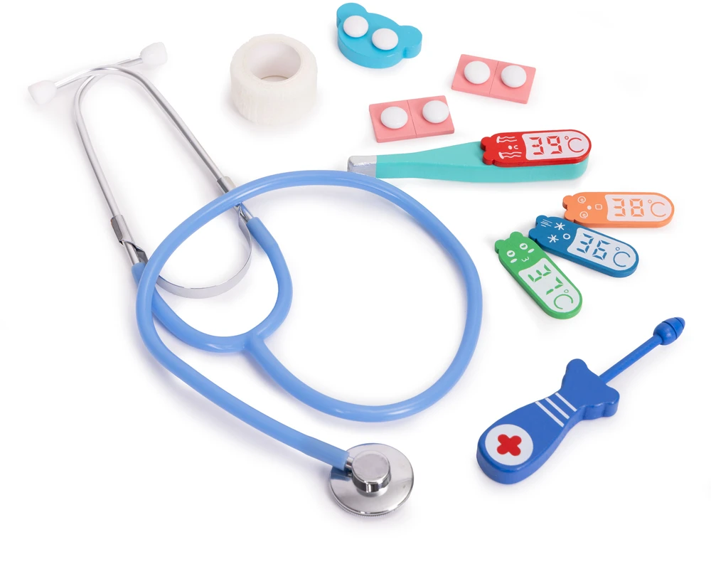 Medinis gydytojo rinkinys su medicininiu krepšiu vaikams, 28 dalys, ECOTOYS