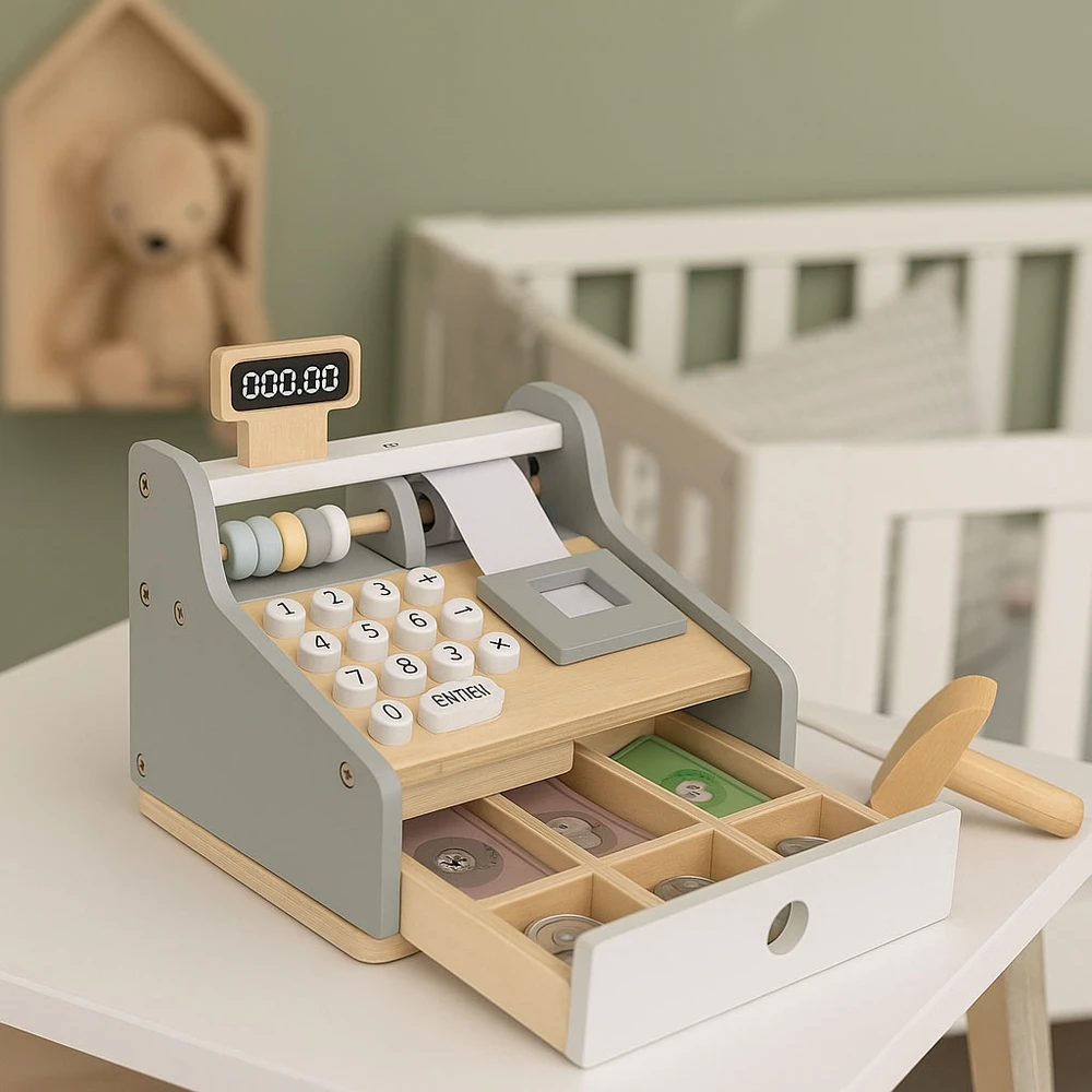 Medinis vaikų kasos aparatas ECOTOYS 22x17 cm