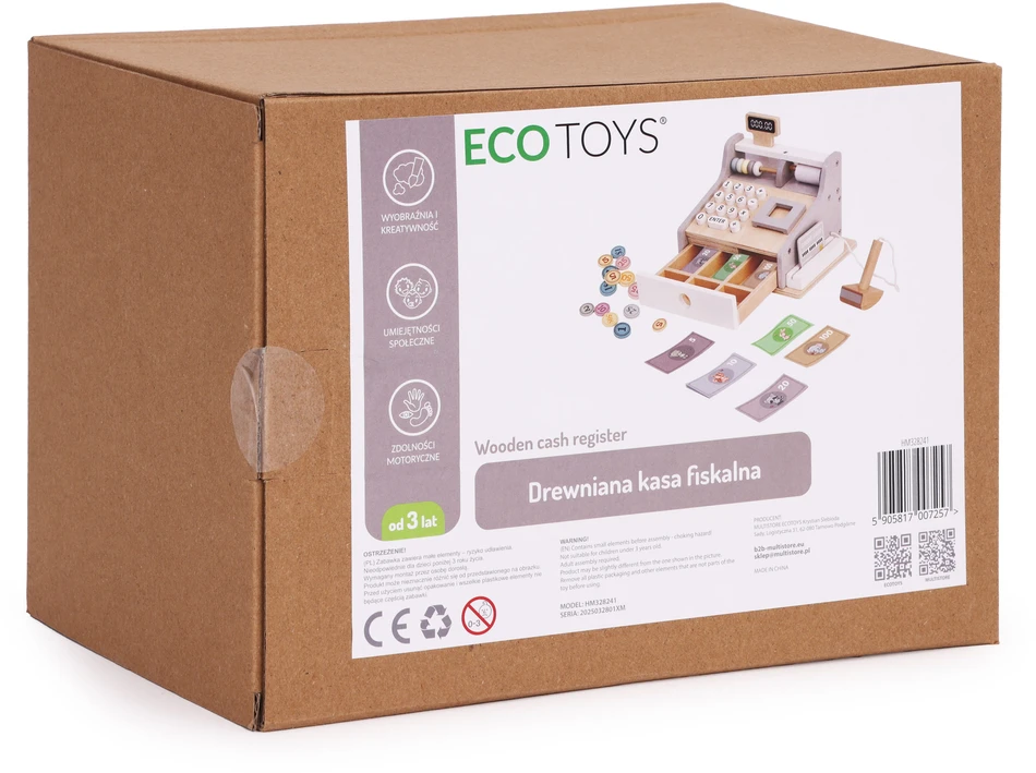 Medinis vaikų kasos aparatas ECOTOYS 22x17 cm
