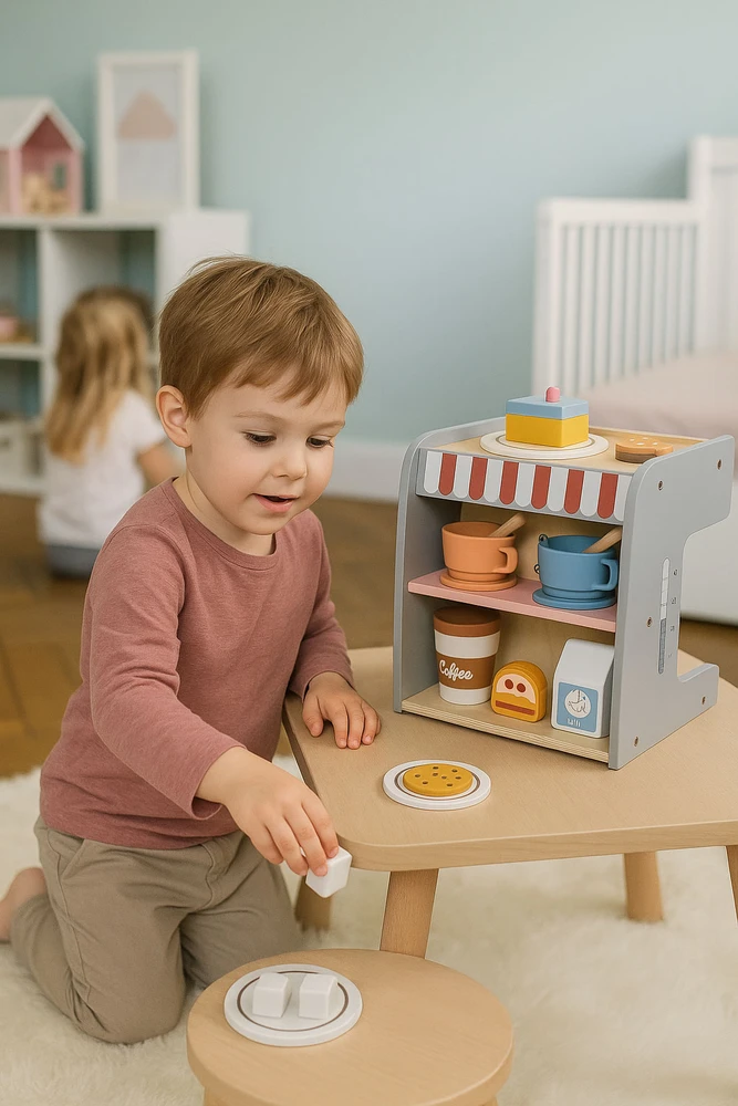 Medinis kavos aparatas vaikams ECOTOYS 2-in-1 su priedais