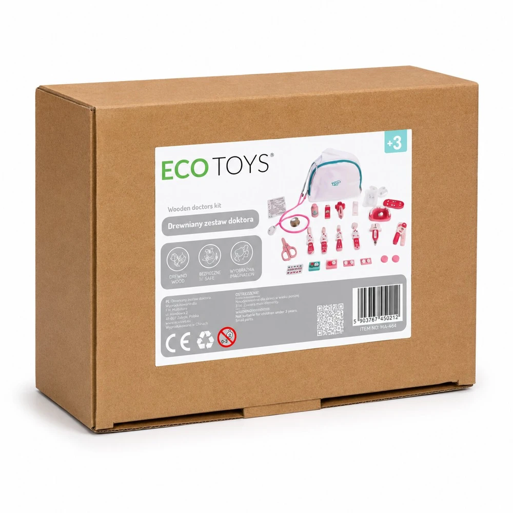 Medinis vaikiškas gydytojo rinkinys medicininiame krepšyje vaikams, 26 dalys ECOTOYS