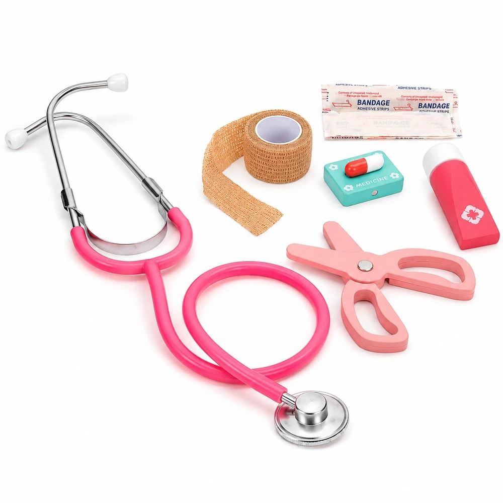 Medinis vaikiškas gydytojo rinkinys medicininiame krepšyje vaikams, 26 dalys ECOTOYS