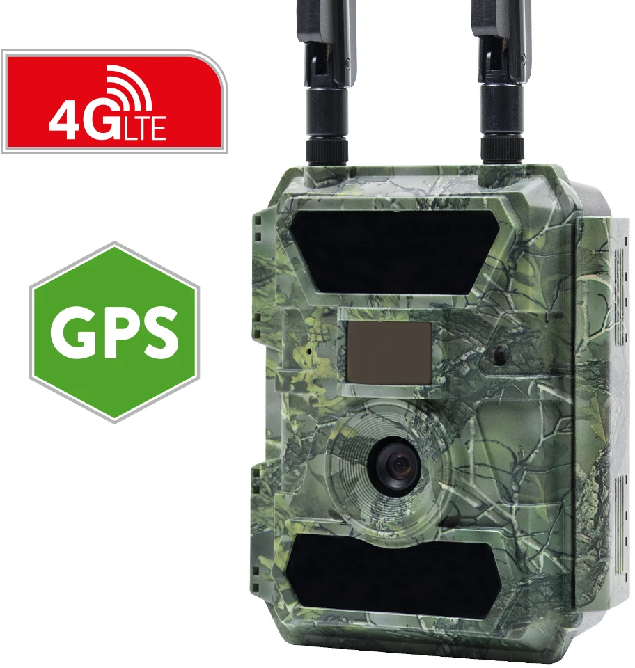 Medžioklės kamera PNI Hunting 400C 12MP su 4G LTE internetu, GPS, vaizdo ir nuotraukų siuntimu į telefoną, 4 el. pašto adresus, FTP, Full HD 1080P, naktiniu matymu, 57 nematomais šviesos diodais gyvūnams