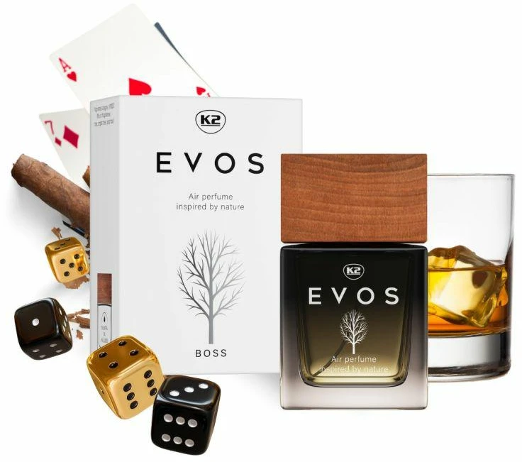 Melle K2 AUTOMOBILINIS KVAPAS EVOS BOSS FLAKONAS 50ML